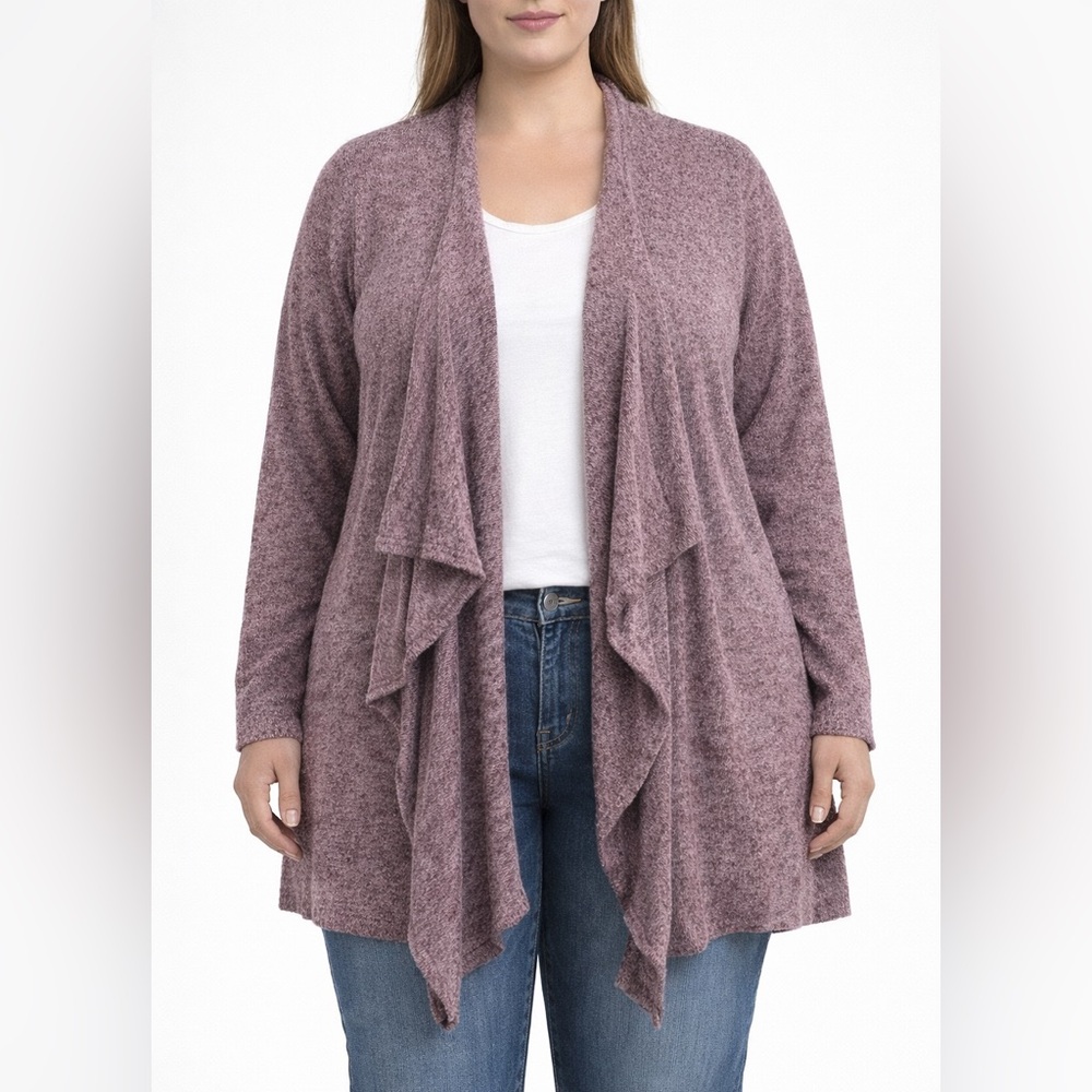 Barefoot Dreams CozyChic Lite Island Wrap cardigan Rosewood Purple Size 1X‎